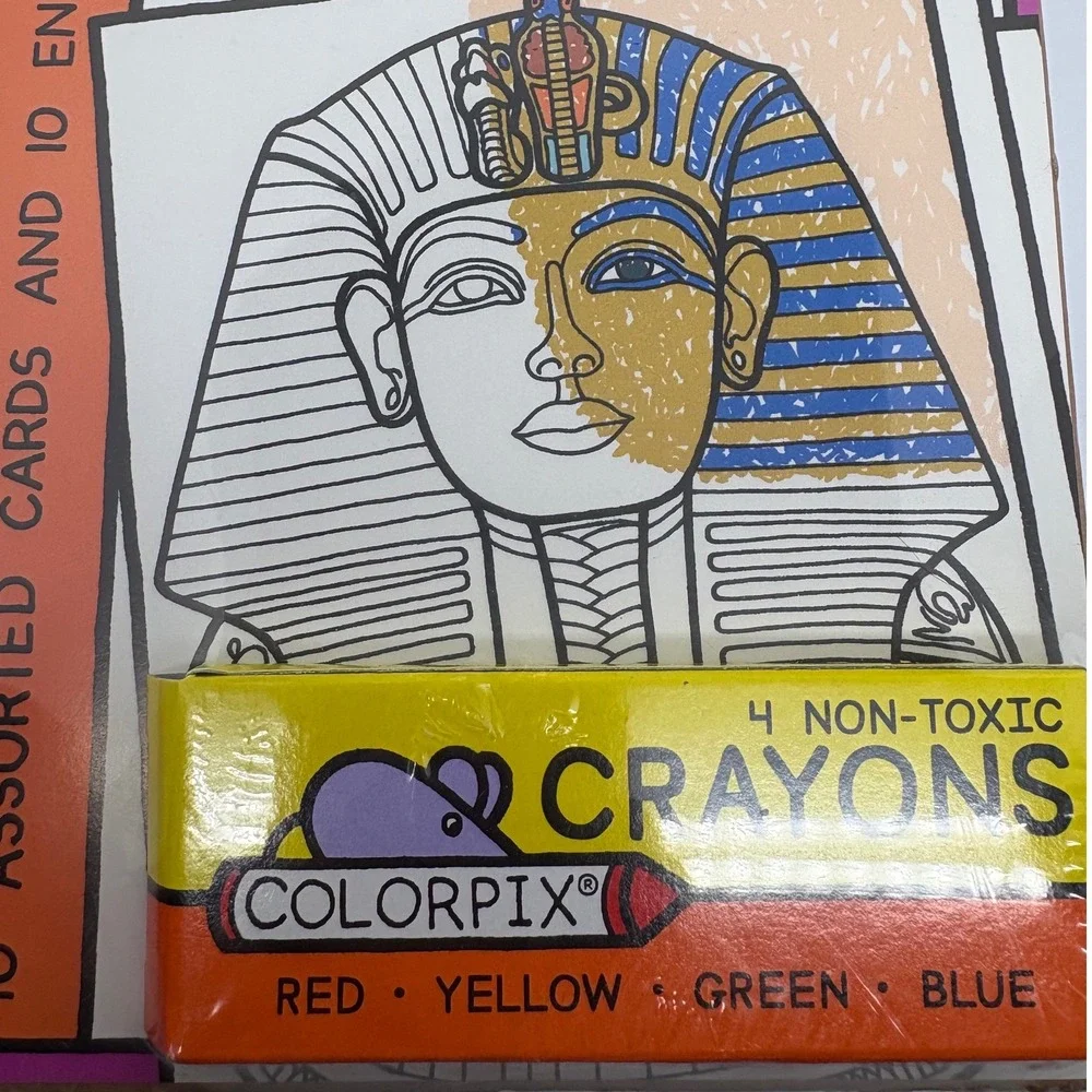 Pharaoh Treasures of‎ Ancient Egypt 10 Coloring Cards Set Envelopes Crayons